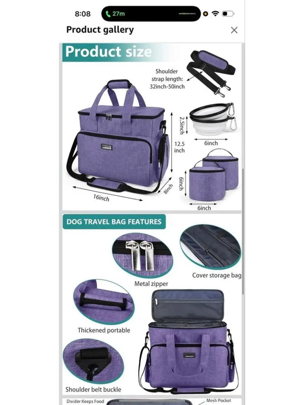 PetAmi Multi-Function Dog Travel Bag with Accessories Organizer
